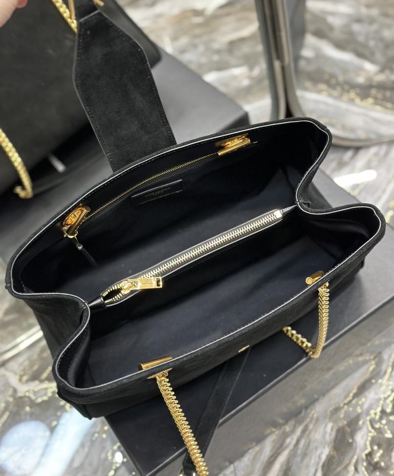 SAINT LAURENT [Suede Black] Borsa tote grande in pelle scamosciata