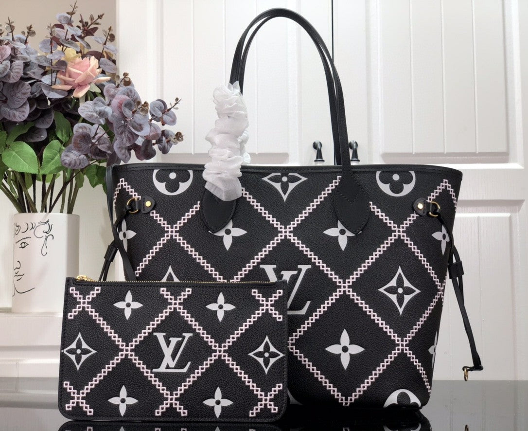 Louis Vuitton Neverfull MM in Tela Damier Azur - Rosa Ballerina